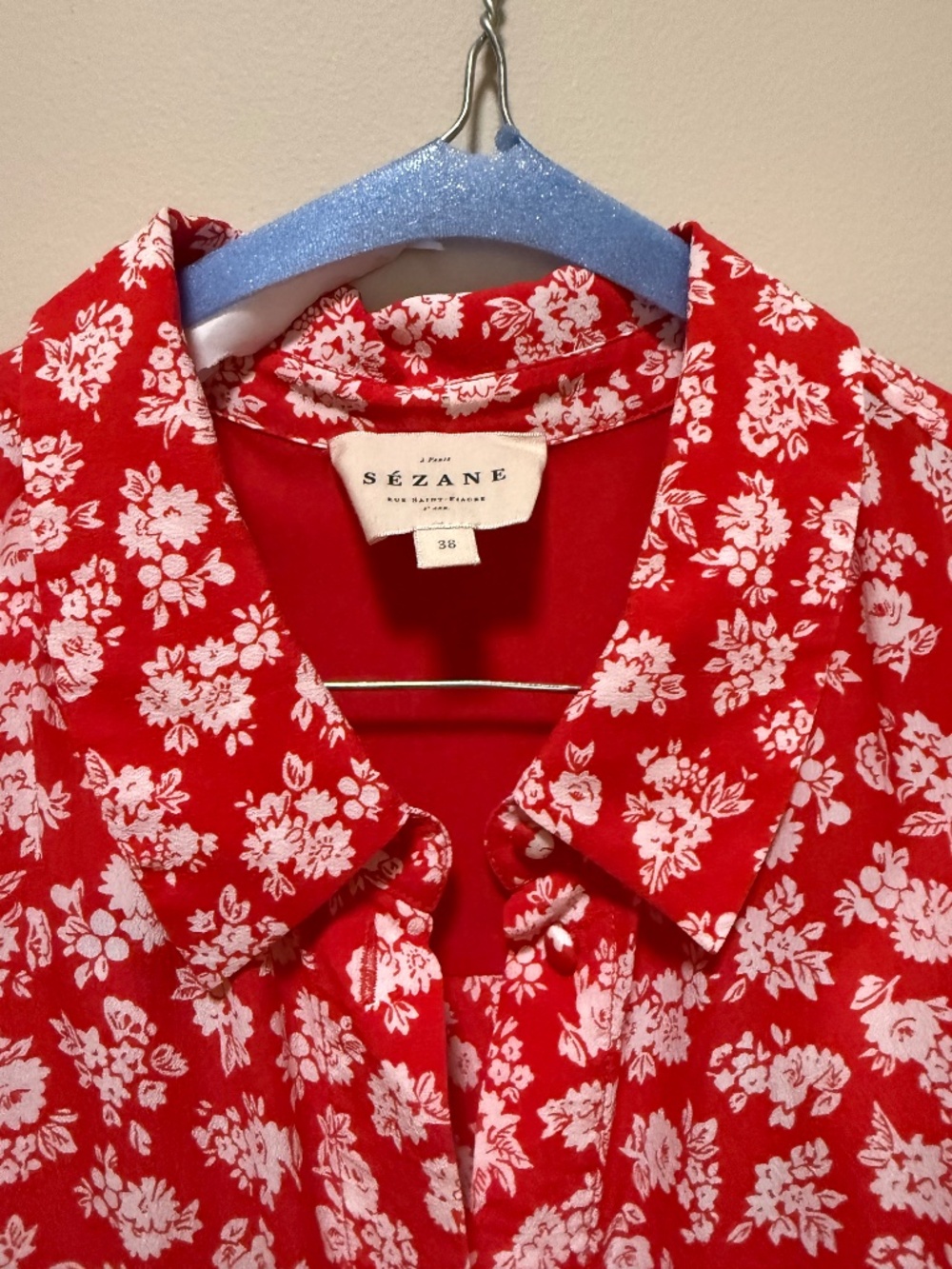 Sezane Adele Dress in Red Cara / Floral Midi Dress FR 38/US 6 - Picture 3 of 5